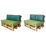 Paletové sedenie Golden Garden GG52 podsedák a vankúš 120cm x 80cm x 15cm zelená vzor